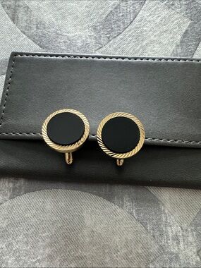 Classic Round Black Onyx Gold-Tone Cufflinks